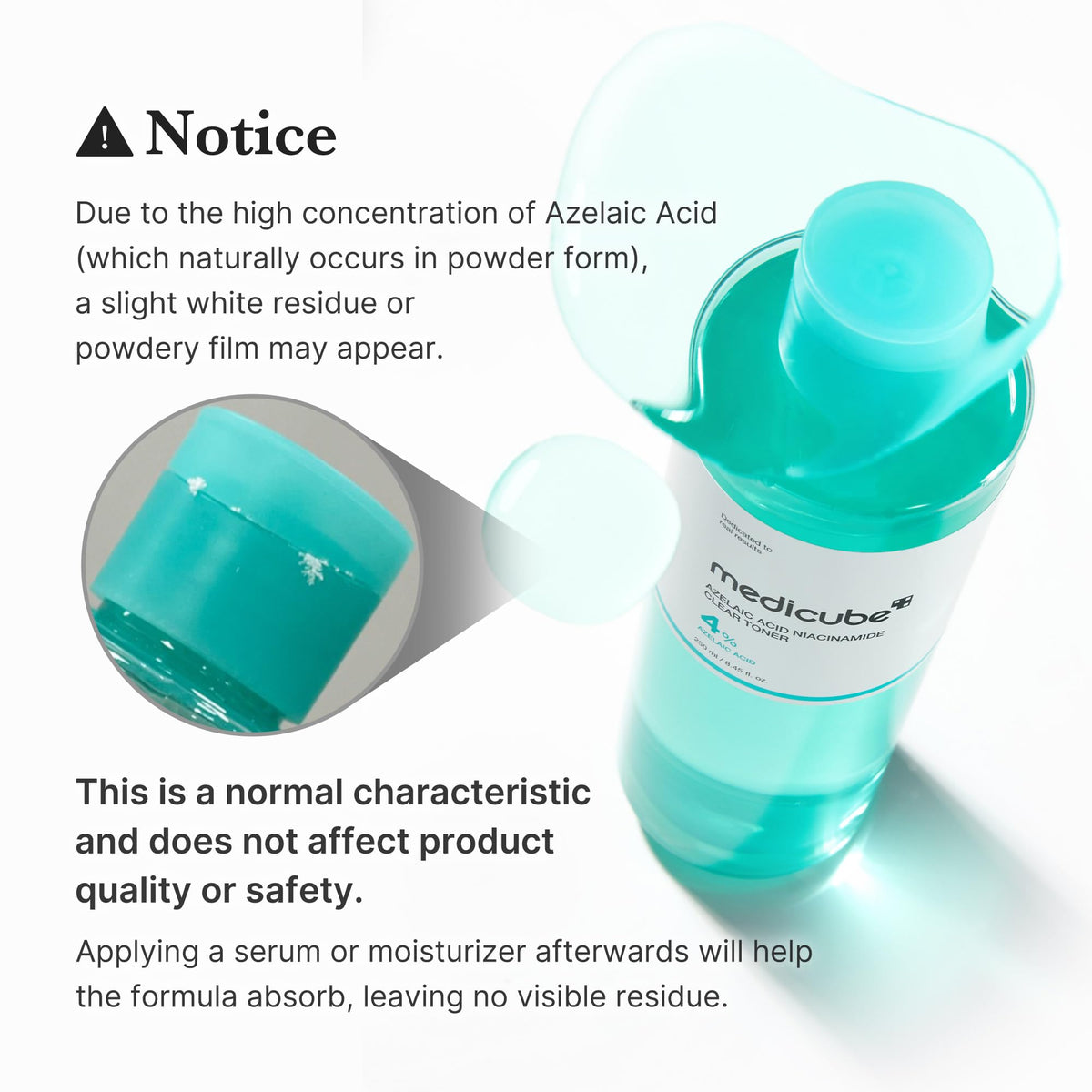 medicube next to common items showing 8.45 fl oz size and travel convenience