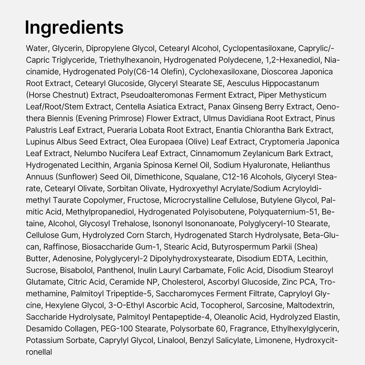 medicube label closeup showing ingredient claims and safety
