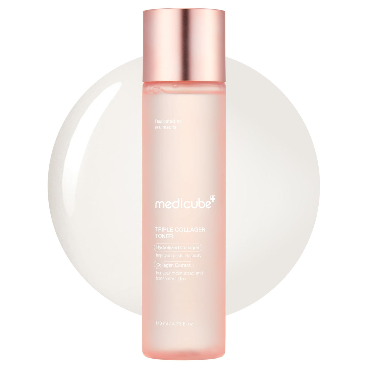 medicube front bottle showing product and dewy finish benefit