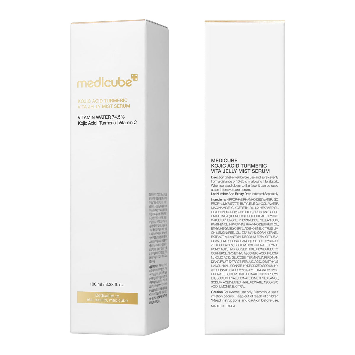 medicube turmeric kojic acid and vitamin C concept shot emphasizing brightening power