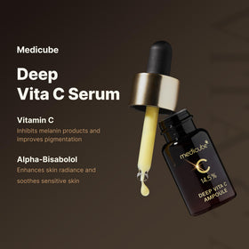 medicube serum texture on fingertip showing lightweight absorption benefit