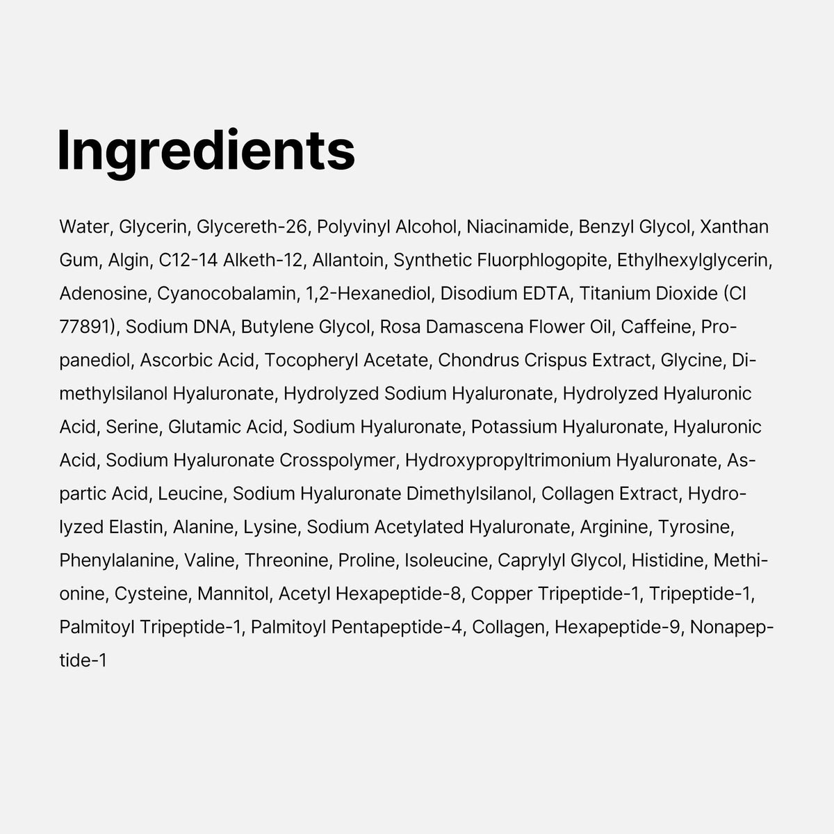 medicube ingredient visual highlighting PDRN and caffeine benefits