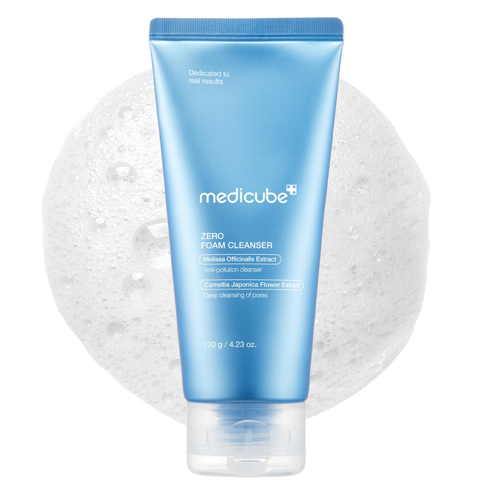 medicube cleanser front packaging showing bottle and brand, conveys gentle control