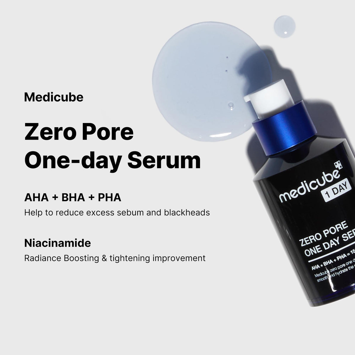 medicube bottle held in hand showing product size and scale