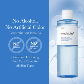 medicube toner on cotton pad demonstrating pore-clearing use benefit: exfoliation ready