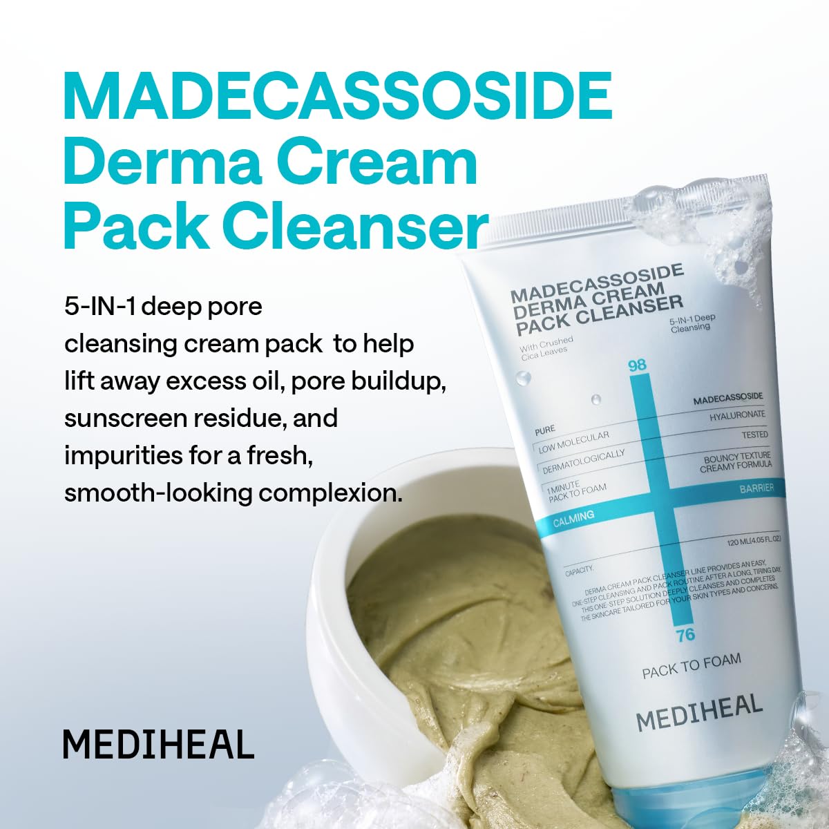MEDIHEAL creamy texture close-up demonstrating smooth spreadability