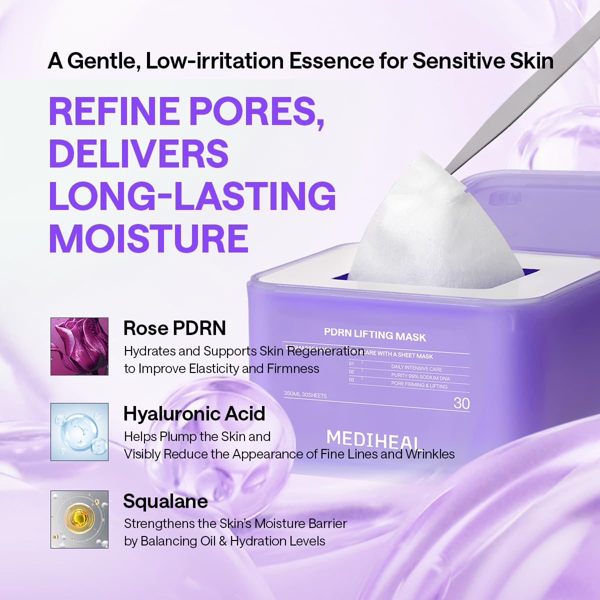 MEDIHEAL mask being applied to face demonstrating easy daily use benefit