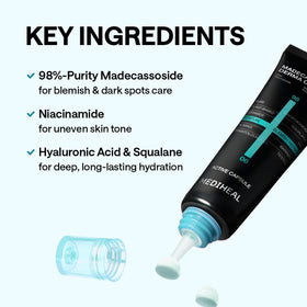 MEDIHEAL jar beside measuring tape showing 1.69 fl oz size for scale