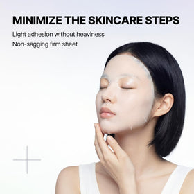MEDIHEAL model wearing sheet mask demonstrating comfortable fit