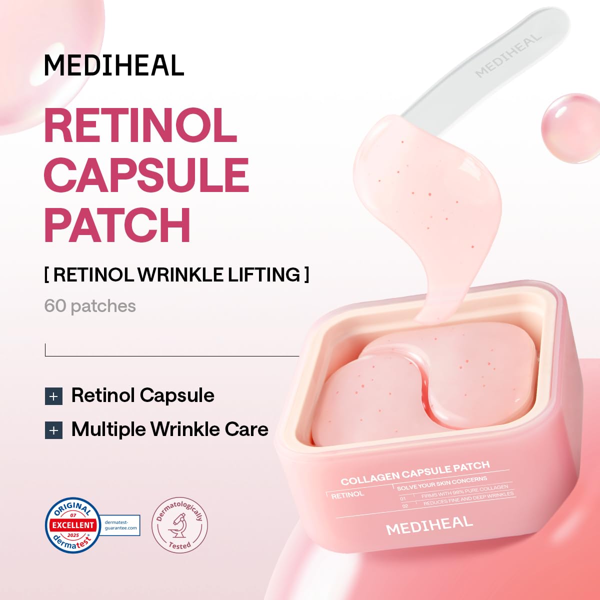 MEDIHEAL encapsulated-retinol capsule macro showing controlled release