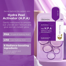 MEDIHEAL essence poured beside mask highlighting concentrated ampoule for deep hydration benefit