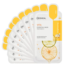 MEDIHEAL front packaging showing 10-sheet vitamin mask for brightening