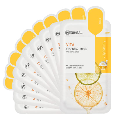 MEDIHEAL front packaging showing 10-sheet vitamin mask for brightening