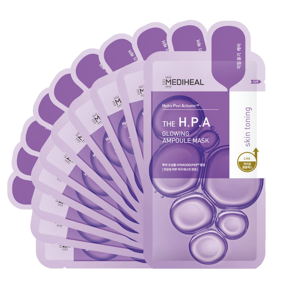 MEDIHEAL front packaging showing 10-sheet box and product name for clear identification and benefits