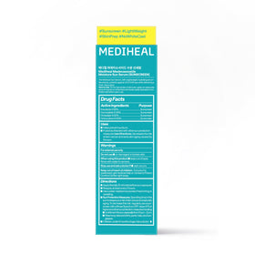 MEDIHEAL label detail emphasizing SPF 50+ and broad-spectrum benefit