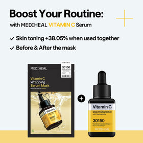 MEDIHEAL sheet mask applied on face demonstrating even coverage and glow