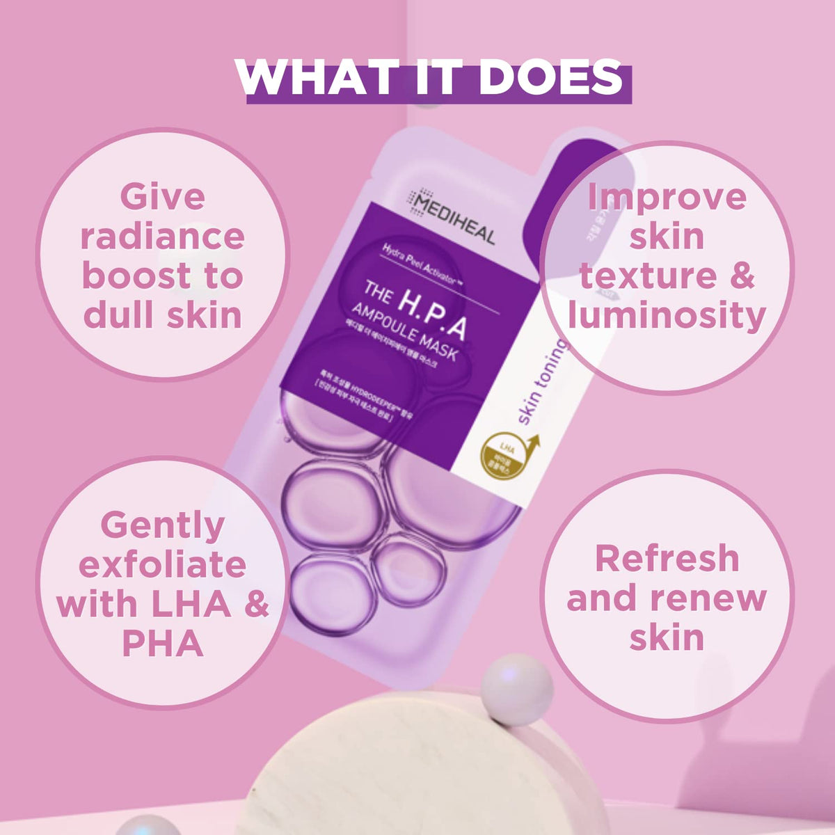 MEDIHEAL close-up of mask fabric texture demonstrating soft Tencel and secure essence retention benefit