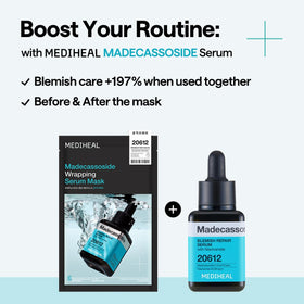 MEDIHEAL mask held in hand for size comparison to show single sheet coverage
