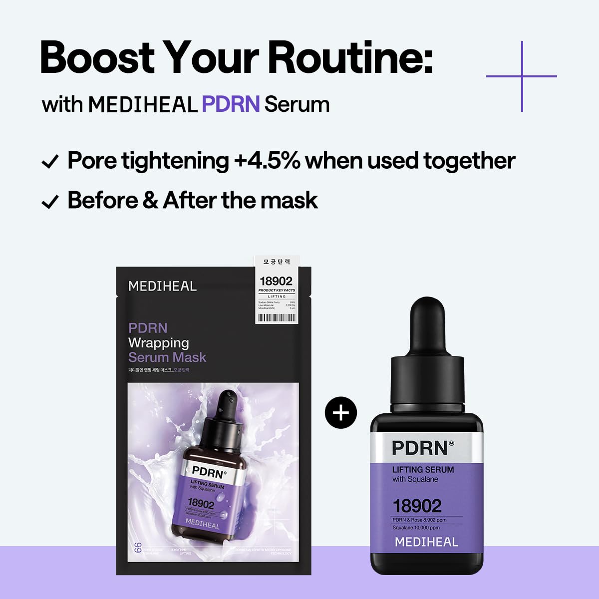 MEDIHEAL sheet mask applied on model showing lifting and fit