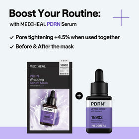 MEDIHEAL sheet mask applied on model showing lifting and fit