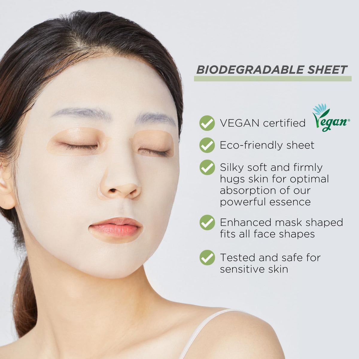 MEDIHEAL mask worn on model calming skin and reducing visible redness