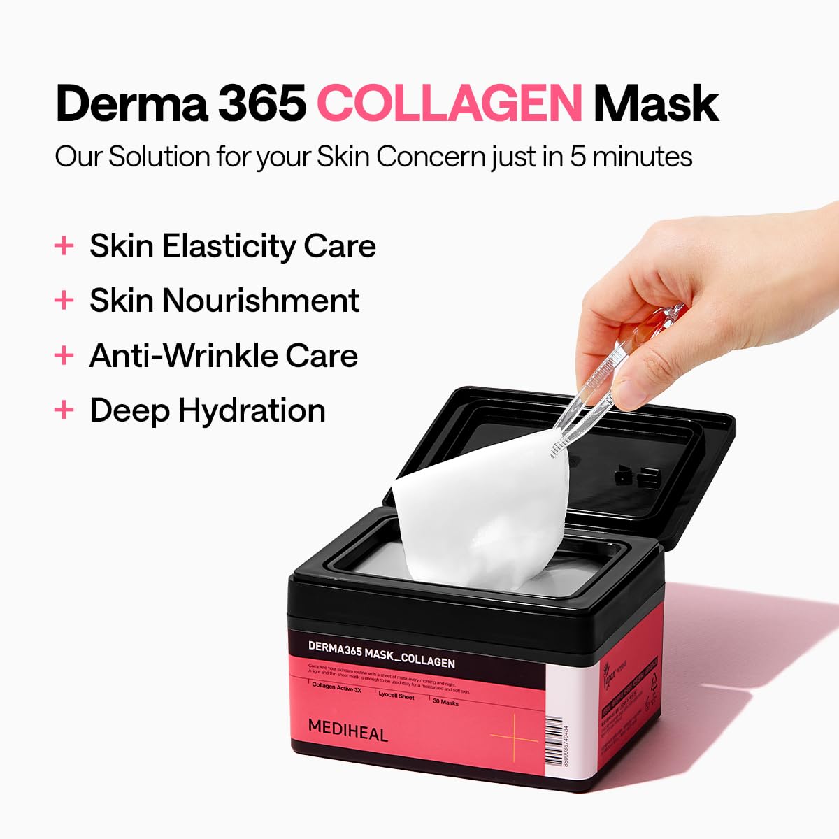 MEDIHEAL open container revealing neatly stacked daily mask sheets