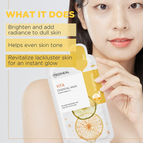 MEDIHEAL close-up of mask essence texture showing hydrating formula