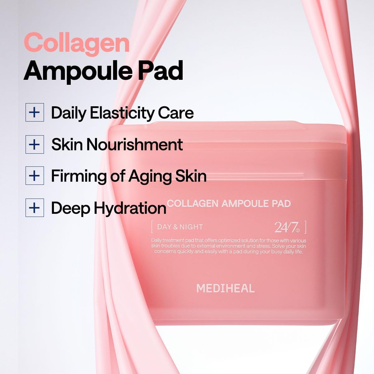 MEDIHEAL close-up of pad fabric texture showing gentle vegan fibers