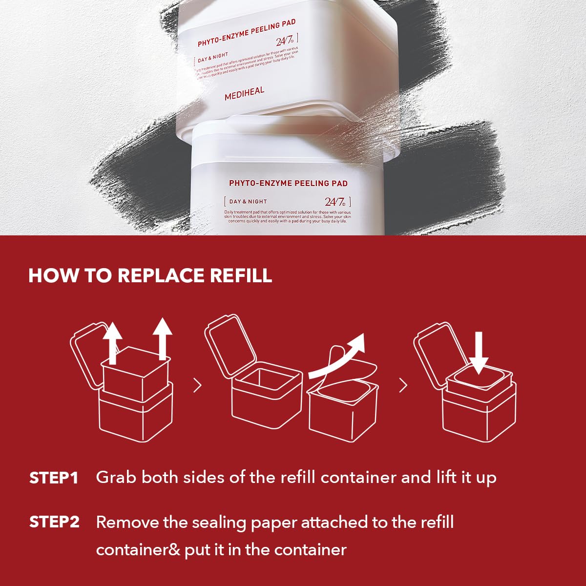 MEDIHEAL refill bundle arranged to show value and sustainability benefit