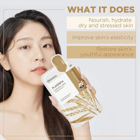 MEDIHEAL biodegradable sheet close-up showing silky texture and comfortable fit benefit