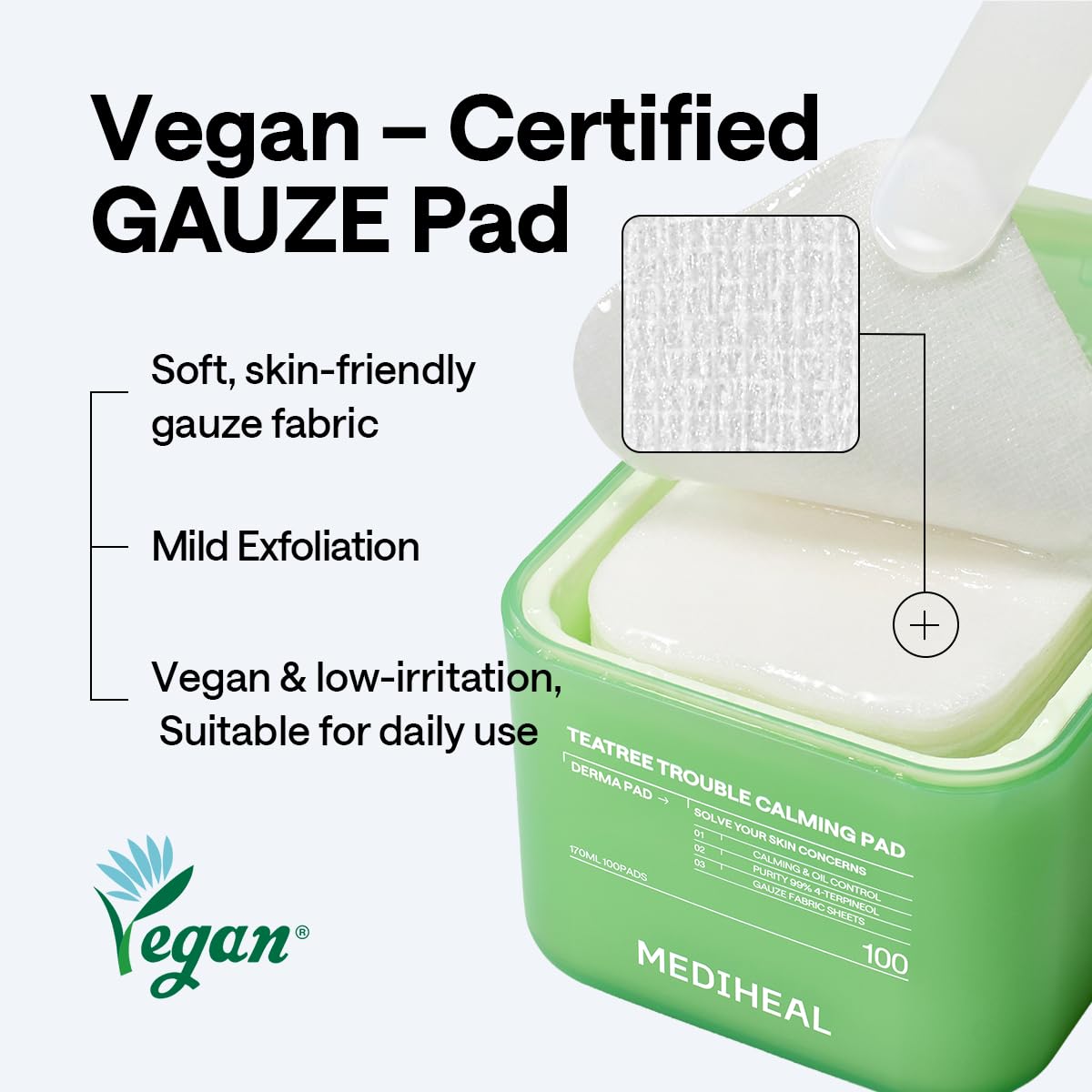 MEDIHEAL pad in hand for scale showing portable single-use convenience