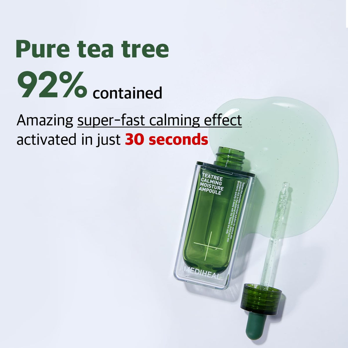 MEDIHEAL ampoule poured onto hand demonstrating lightweight moisturizing benefit
