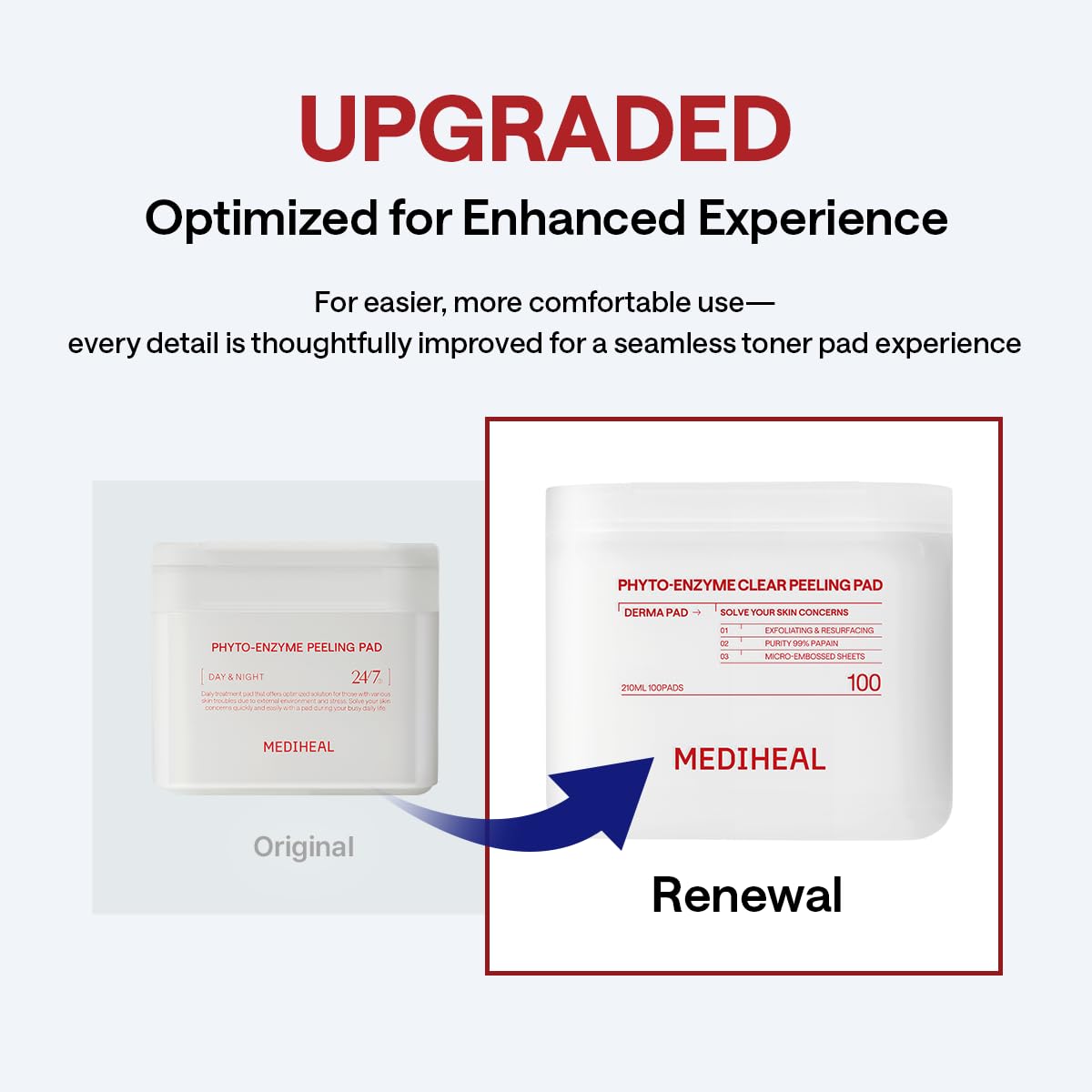 MEDIHEAL embossed pad close-up revealing exfoliating texture