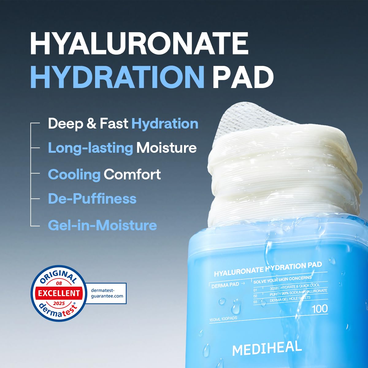 MEDIHEAL open jar with pads spread showing individual pre-soaked pads