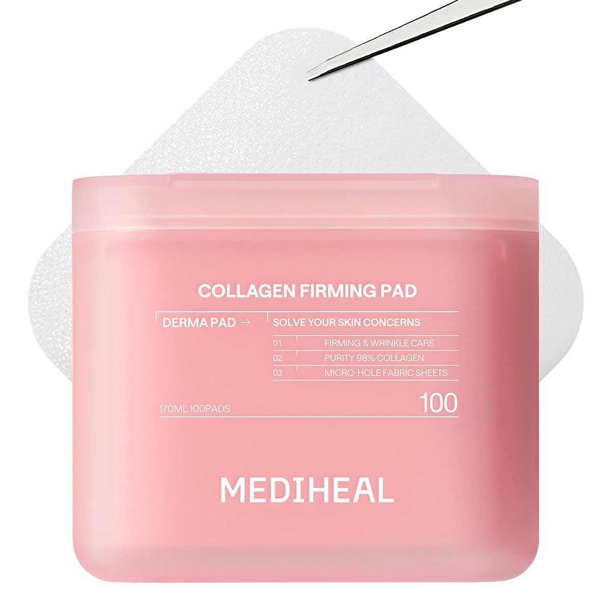 MEDIHEAL front packaging showing 100-count pads and clear benefit