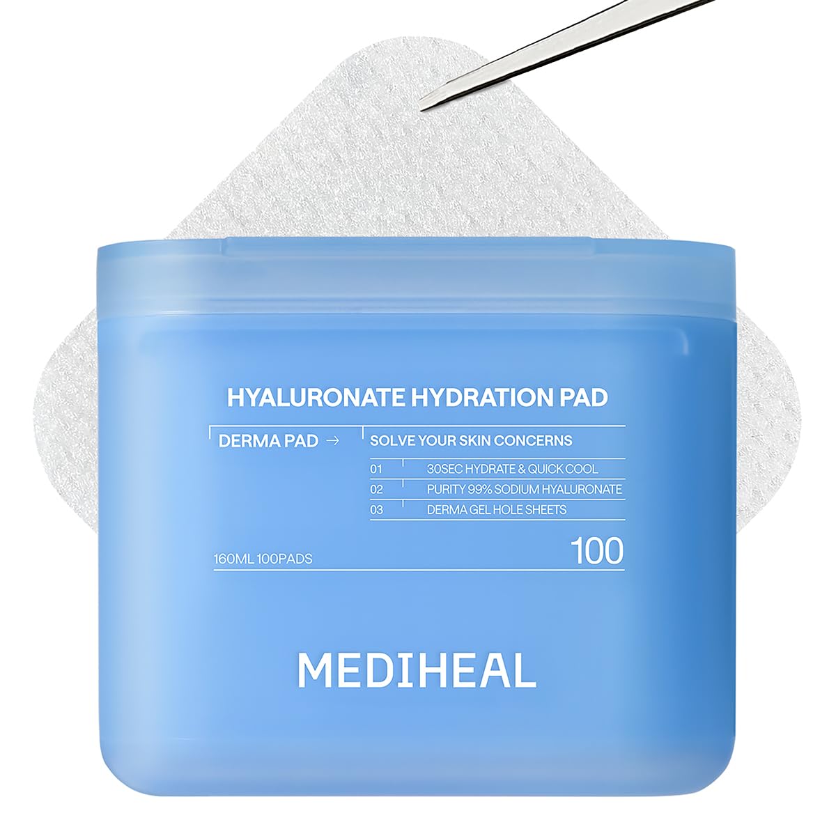 MEDIHEAL front packaging showing 100-count pads and product benefit