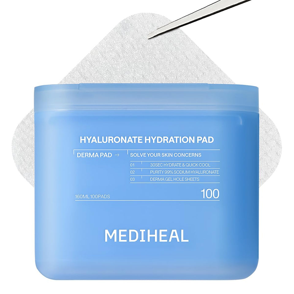 MEDIHEAL front packaging showing 100-count pads and product benefit
