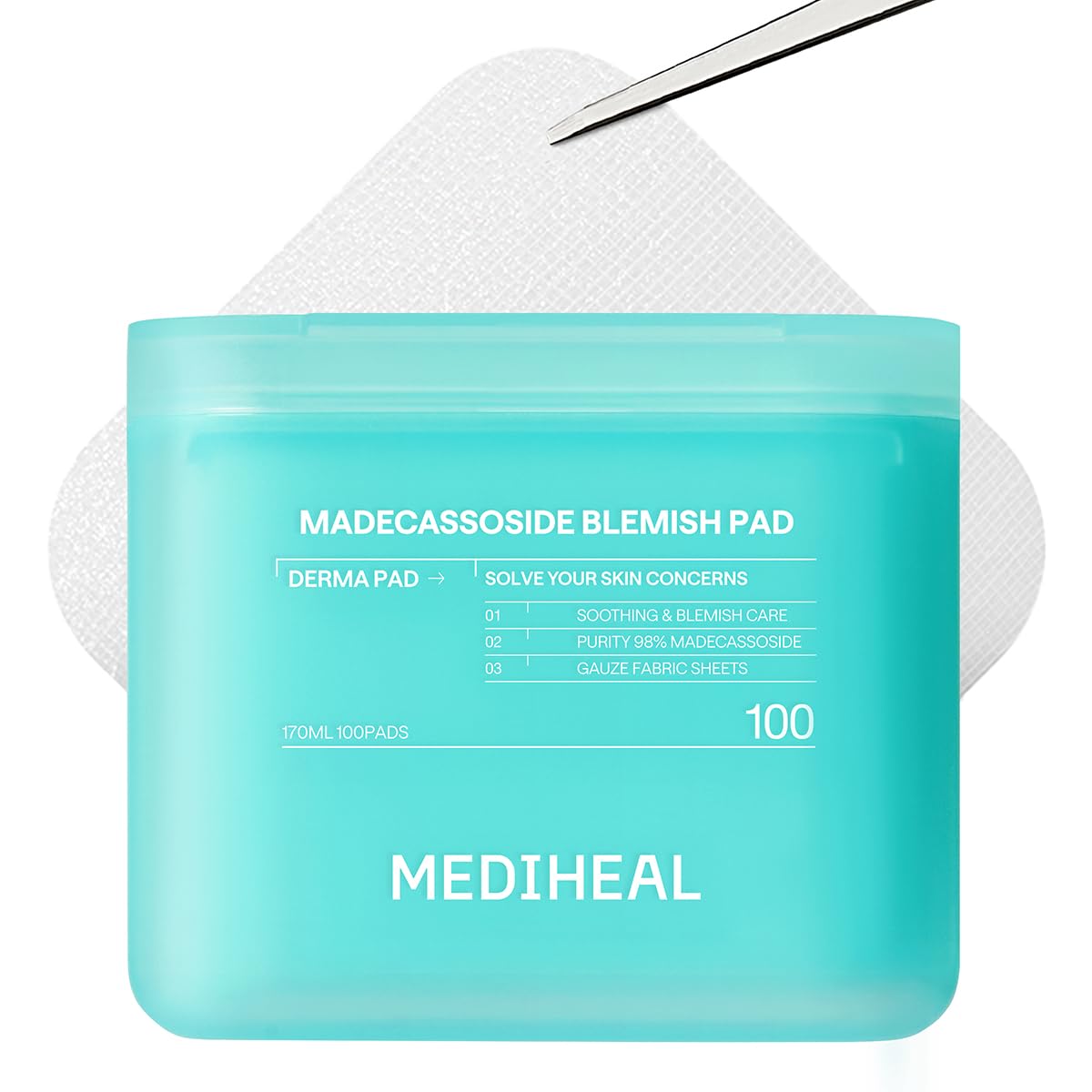 MEDIHEAL front packaging showing 100-count tub and product name for convenience