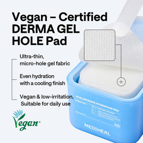 MEDIHEAL pad applied to cheek illustrating targeted hydration benefit