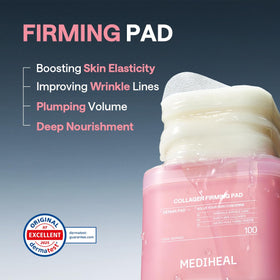 MEDIHEAL pad held in hand to show scale and easy, single-step use