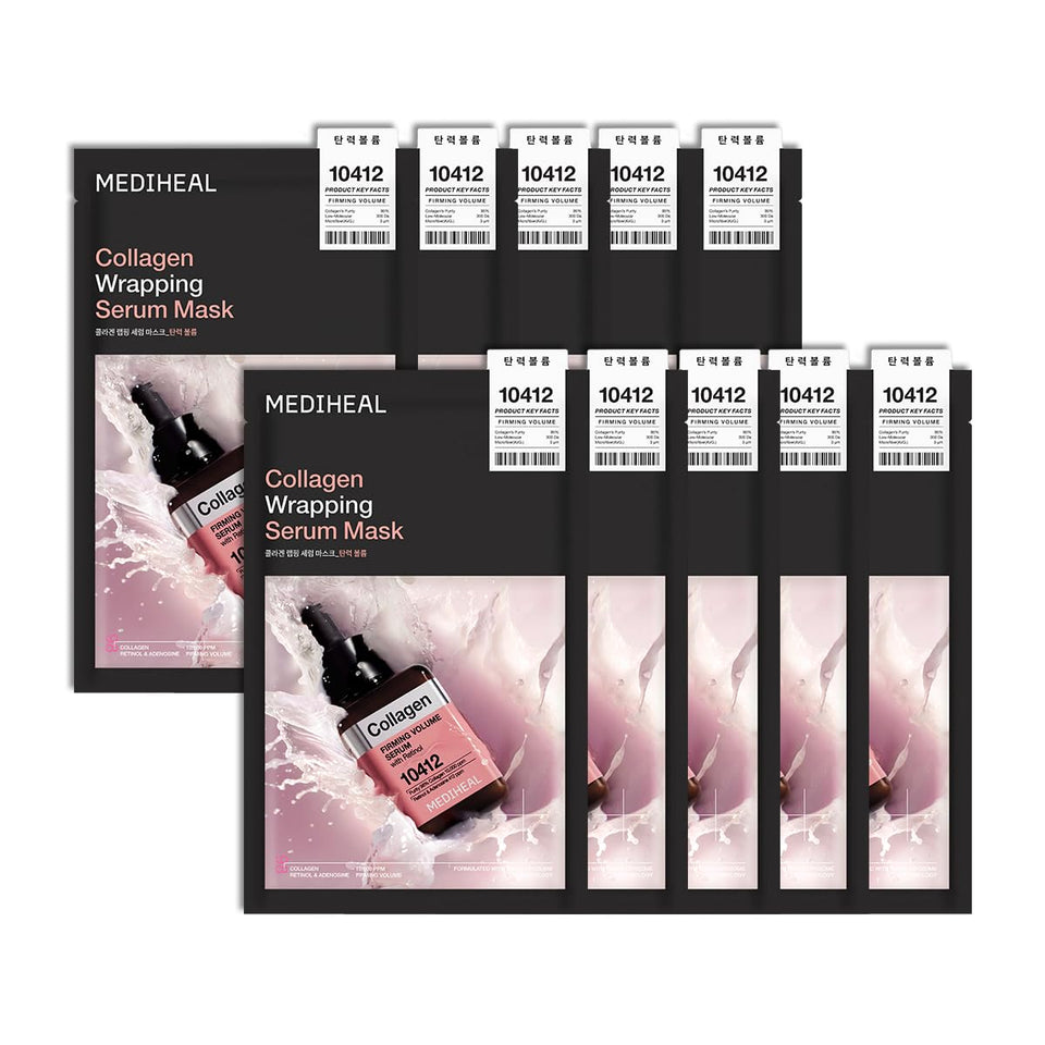 MEDIHEAL front packaging of firming volume mask showcasing product benefits