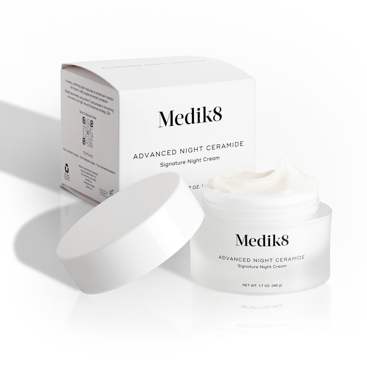 Medik8 cream applied at bedside showing overnight routine and refreshed mornings