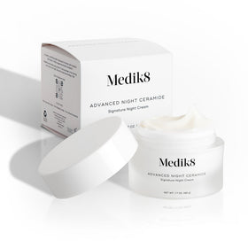 Medik8 cream applied at bedside showing overnight routine and refreshed mornings