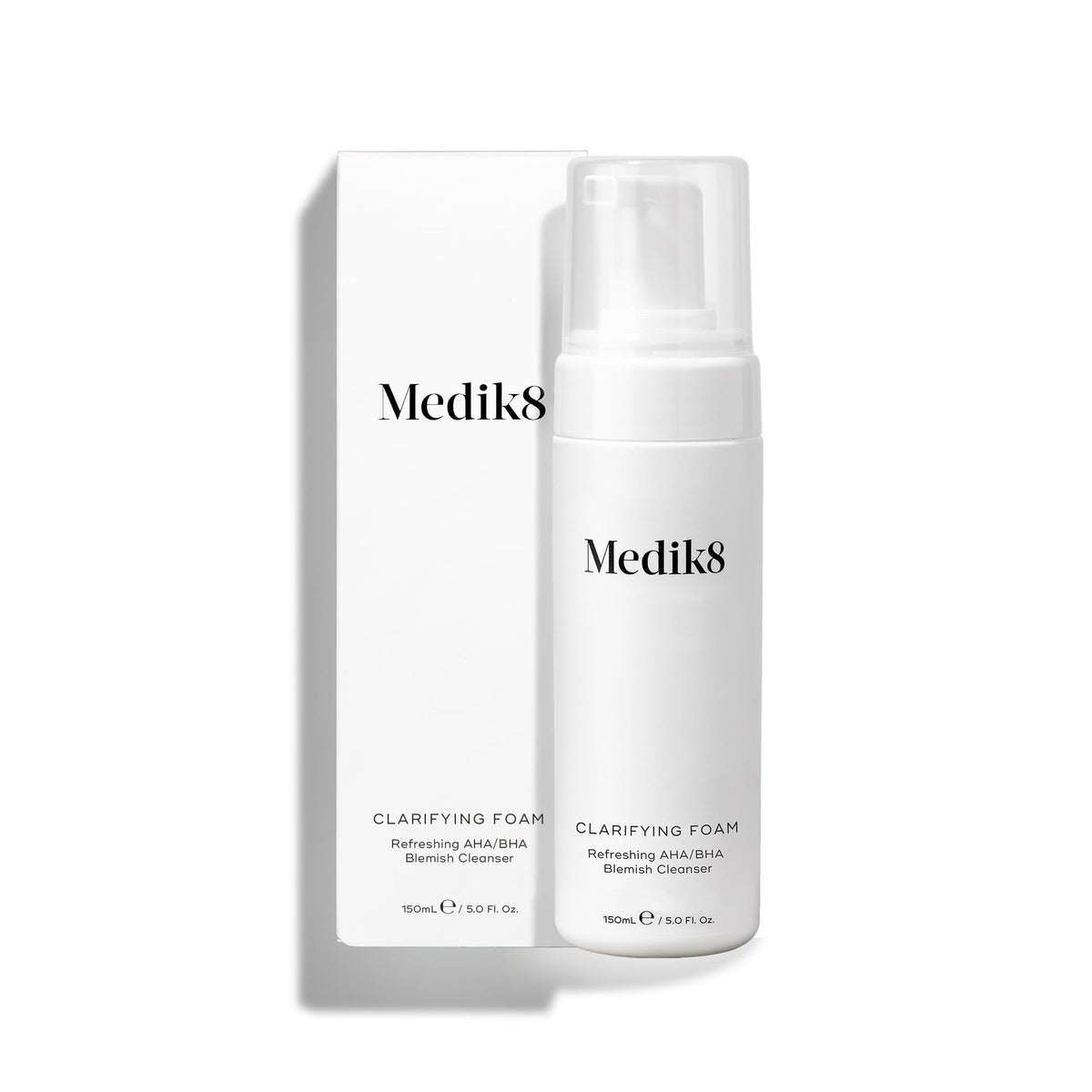 Medik8 front packaging bottle shown upright highlighting product size and design benefits