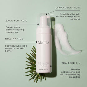 Medik8 pump dispensing foam showing creamy texture and lightweight consistency benefits