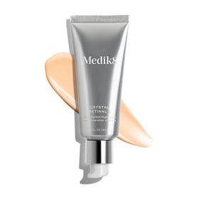 Medik8 Crystal Retinal 6 on bathroom shelf in nighttime routine setting promotes bedtime use
