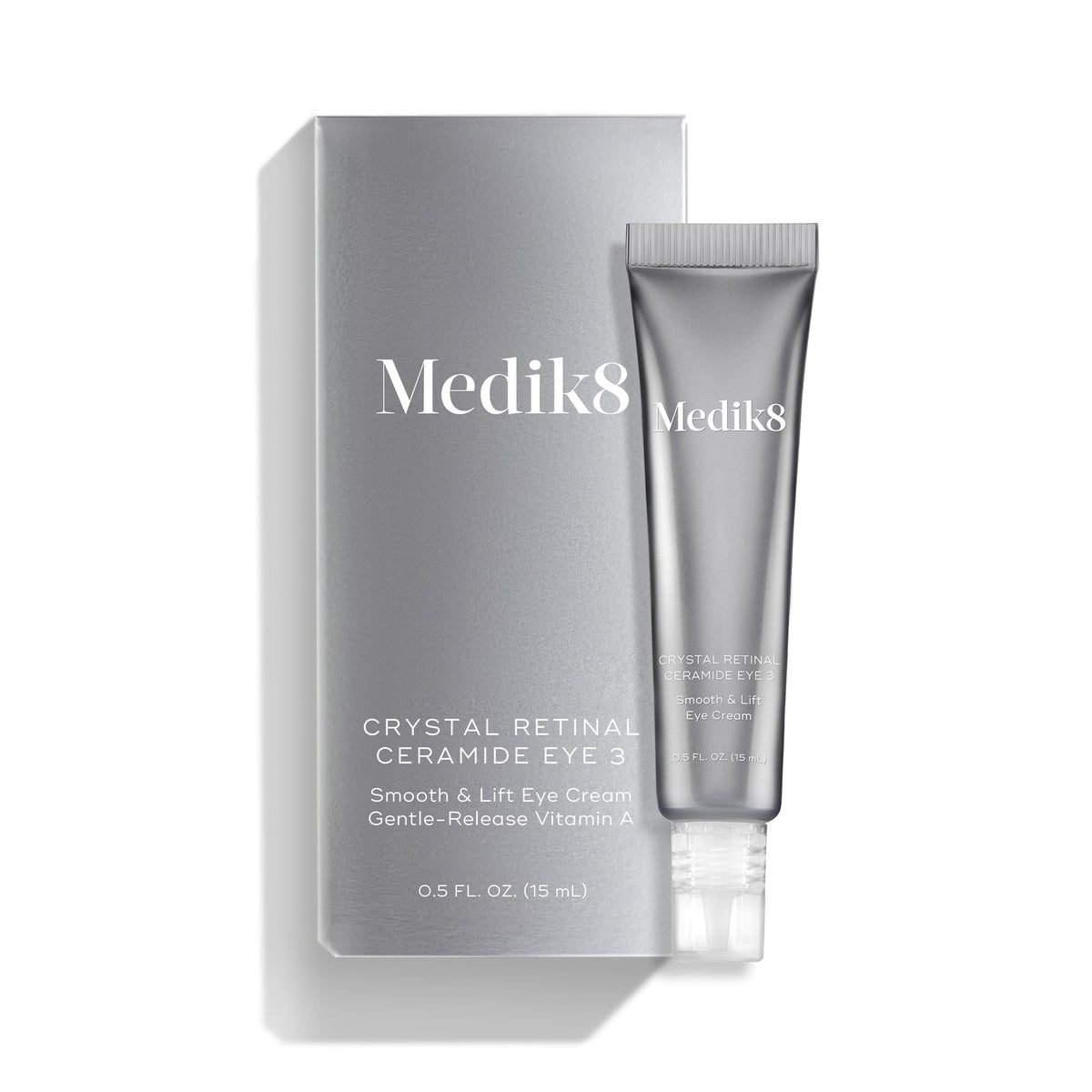 Medik8 eye cream on bathroom counter in a morning routine setting for nourished skin