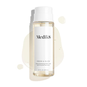 Medik8 press and glow staged in bathroom setting illustrating daily routine benefit