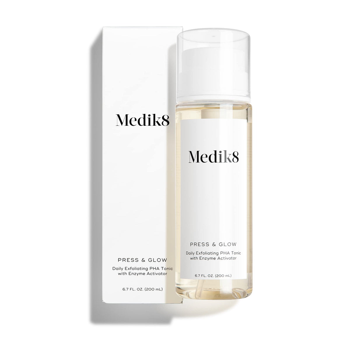 Medik8 press and glow soaked on cotton pad for gentle exfoliation