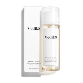 Medik8 press and glow soaked on cotton pad for gentle exfoliation